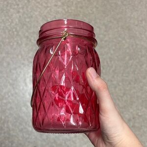 Elegant Red/Pink Glass Jar or Candle Holder